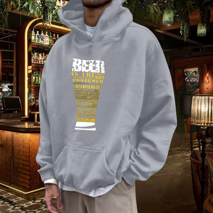 Oliver Oktoberfest Kapuzenpullover | Typographischer Bierfest Pulli mit Bierglas-Design für Herren