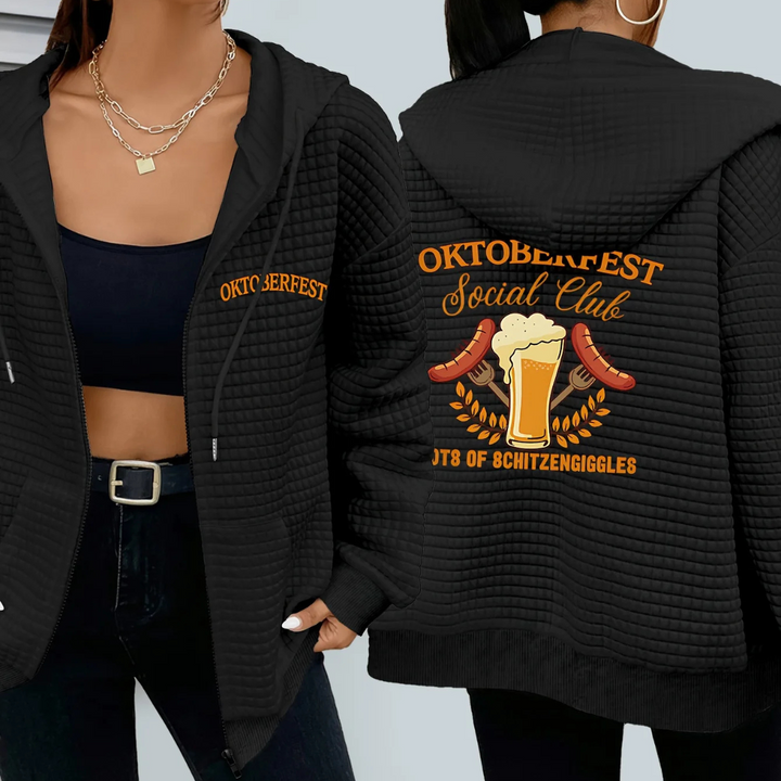 Sabine Oktoberfest Hoodie | Lässiger Bierfest Kapuzenpullover mit Wurst-Motiv für Damen