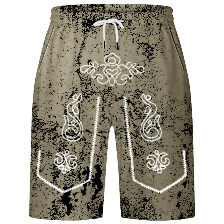 Sebastian Oktoberfest Shorts | Lässige Lederhosen-Print Badeshorts für Herren