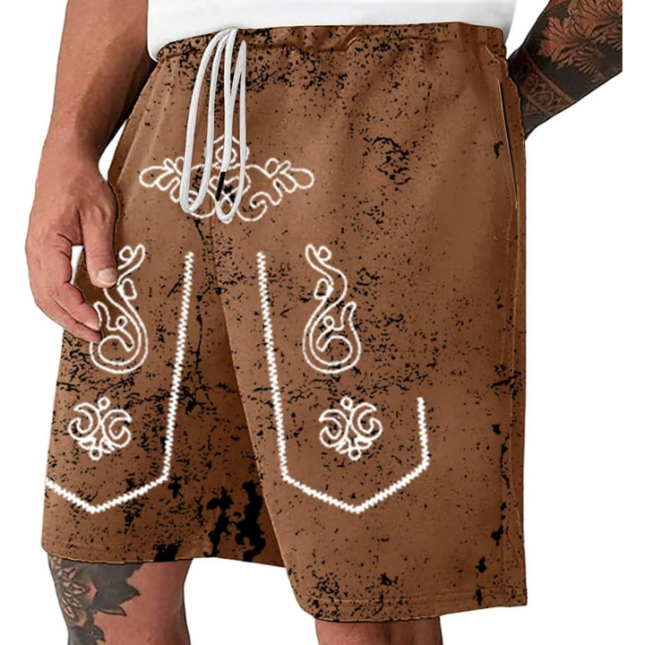 Sebastian Oktoberfest Shorts | Lässige Lederhosen-Print Badeshorts für Herren