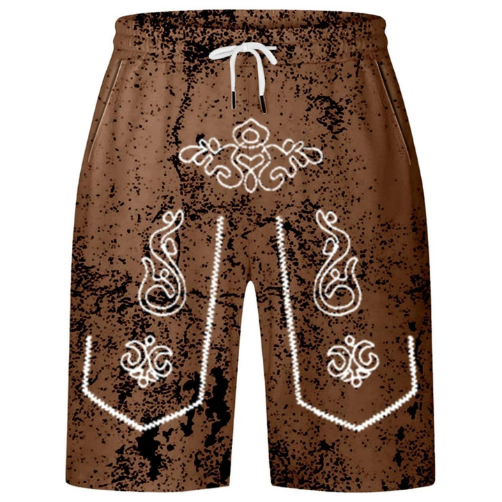 Sebastian Oktoberfest Shorts | Lässige Lederhosen-Print Badeshorts für Herren