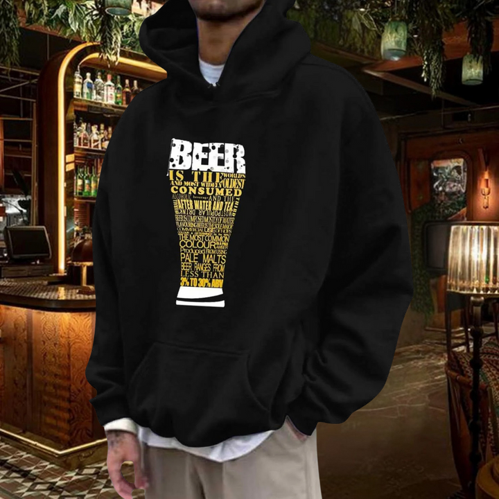 Oliver Oktoberfest Kapuzenpullover | Typographischer Bierfest Pulli mit Bierglas-Design für Herren