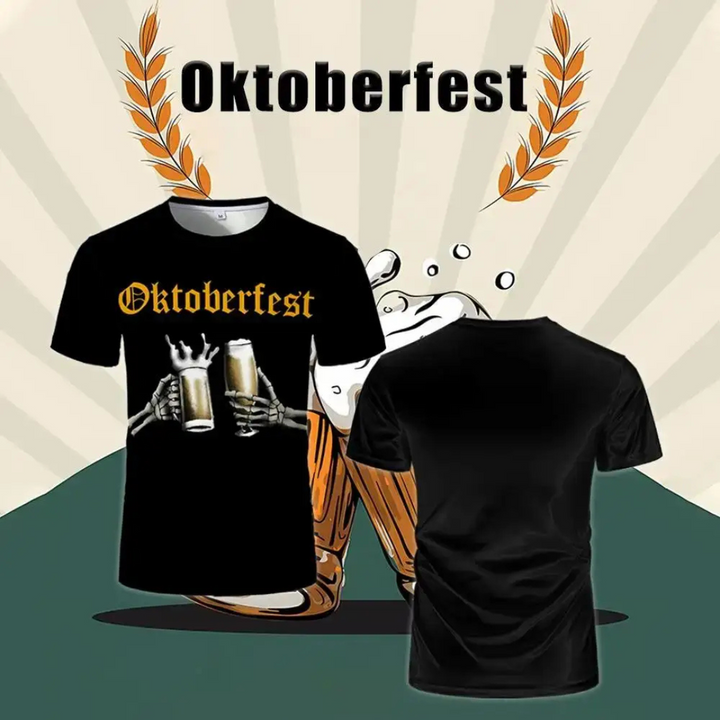 Unisex Oktoberfest T-Shirt | Skelett-Hände T-Shirt mit Bierkrug-Motiv