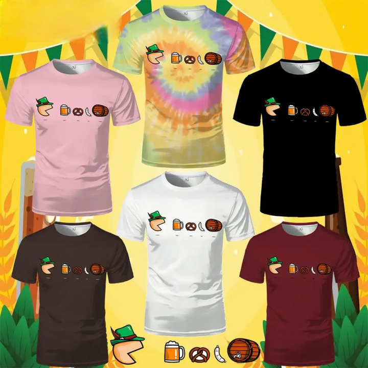 Unisex Oktoberfest T-Shirt | Bayern-Symbole T-Shirt mit Hut und Bier-Motiven