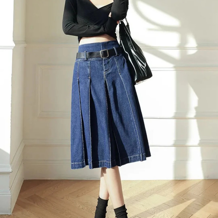 Stefanie Jeansrock Oktoberfest | Moderner Damen Denim Rock mit Falten