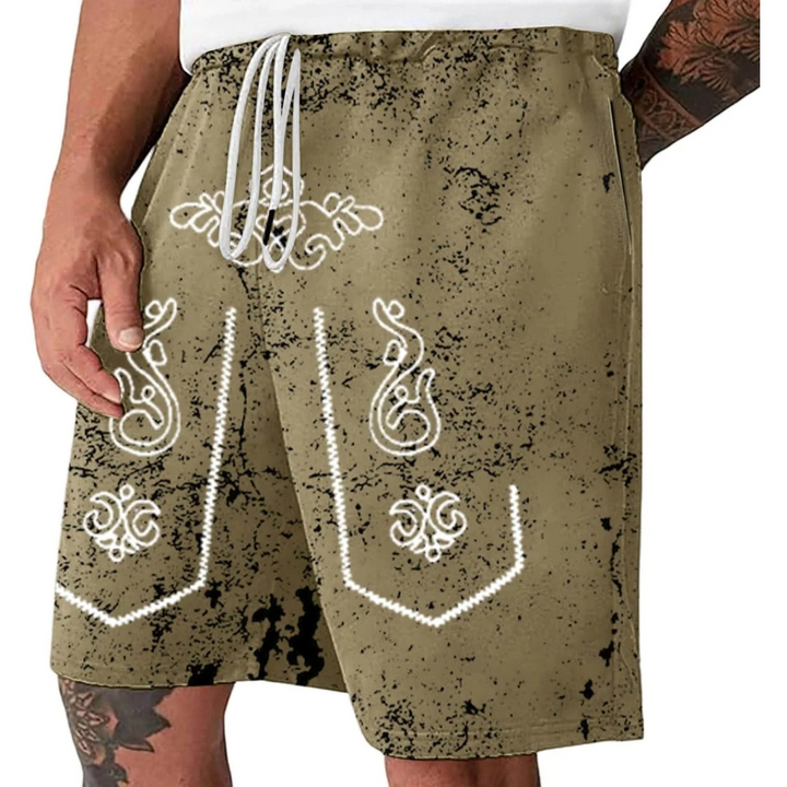 Sebastian Oktoberfest Shorts | Lässige Lederhosen-Print Badeshorts für Herren