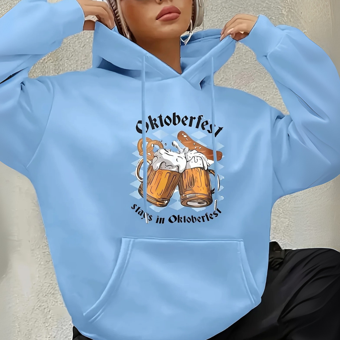 Johanna Oktoberfest Kapuzenpullover | Oversized Bierfest Pulli mit Bierkrug-Motiv für Damen