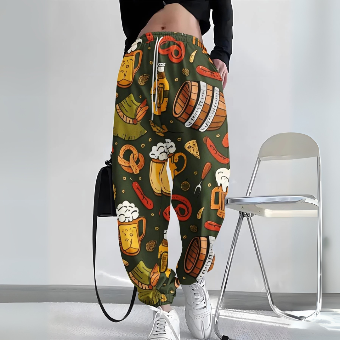 Brunhilde Oktoberfest Jogginghose | Gemütliche Bierfest Sweathose mit Allover-Print für Damen