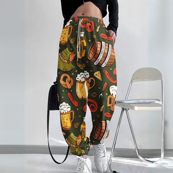 Brunhilde Oktoberfest Jogginghose | Gemütliche Bierfest Sweathose mit Allover-Print für Damen