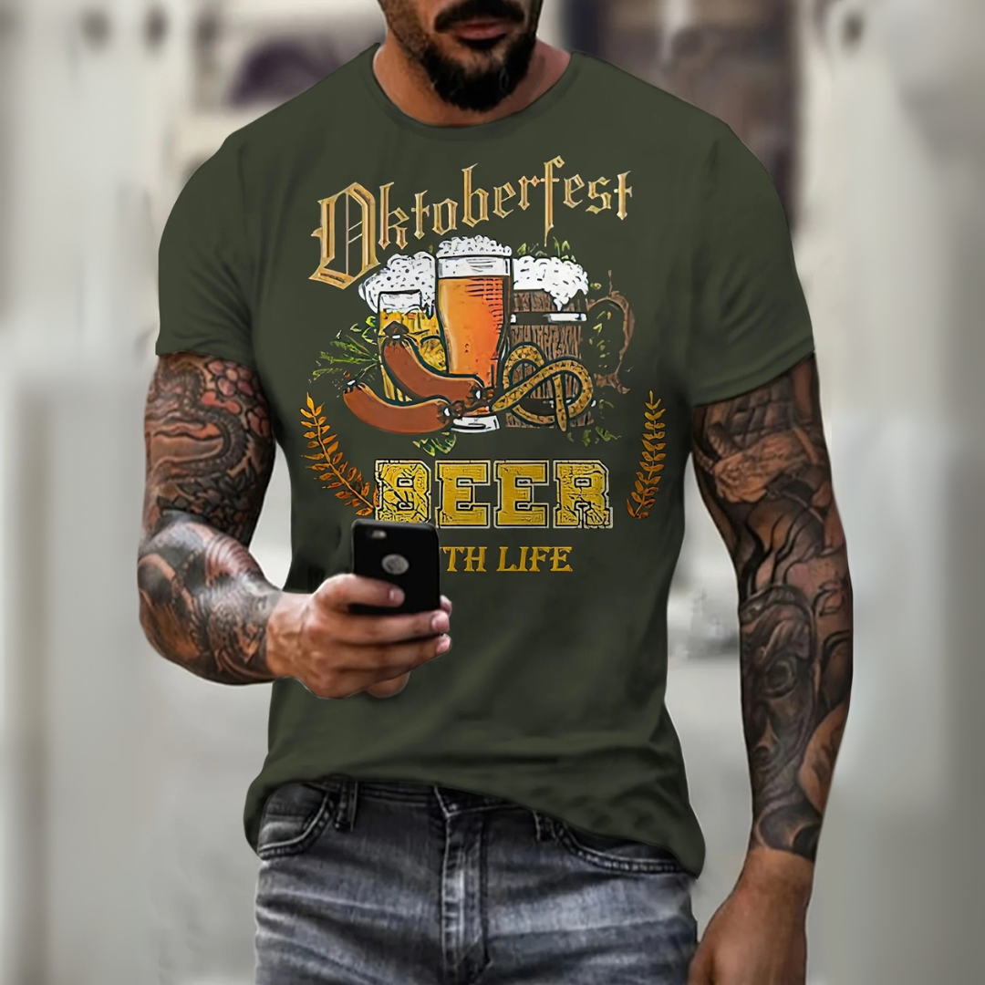 Rainer Oktoberfest T-Shirt | Klassisches Bierfest Shirt mit Beer-Life-Motiv für Herren