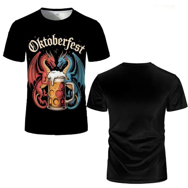 Unisex Oktoberfest T-Shirt | Drachen-Design T-Shirt mit Bierkrug-Motiv
