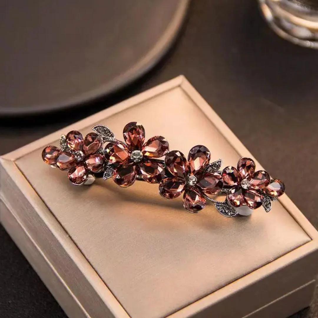 Katrin Haarspange Oktoberfest | Elegante Damen Haarklammer mit Kristallblüten