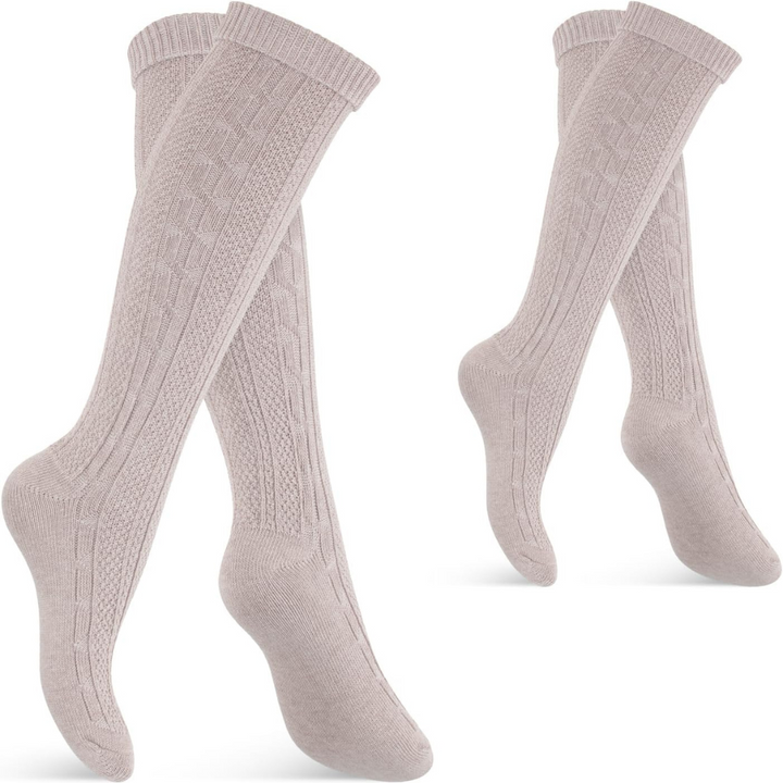 Christa Oktoberfest Kniestrümpfe | Traditionelle Trachten-Strümpfe mit Zopfmuster für Damen