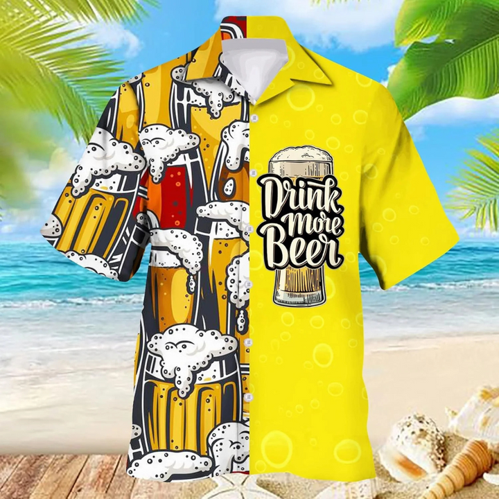 Werner Oktoberfest Hawaiihemd | Lässiges Bierfest Kurzarmhemd mit Bier-Print für Herren