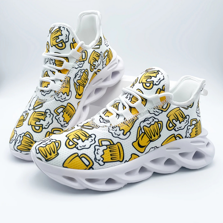 Unisex Oktoberfest Sneaker | Lässige Bierfest Sportschuhe mit Bierkrug-Print