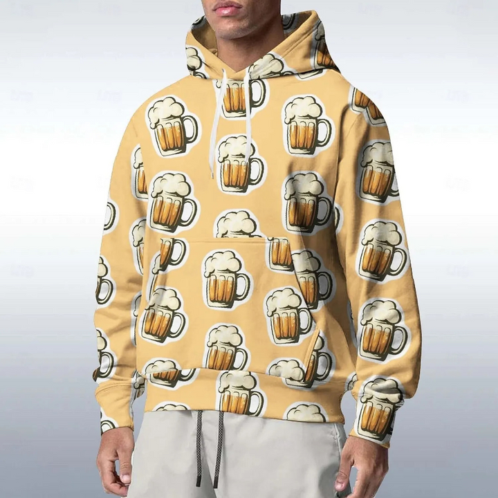 Max Bier Kapuzenpullover | Oktoberfest Kapuzenpullover mit Bierkrug-Print für Herren