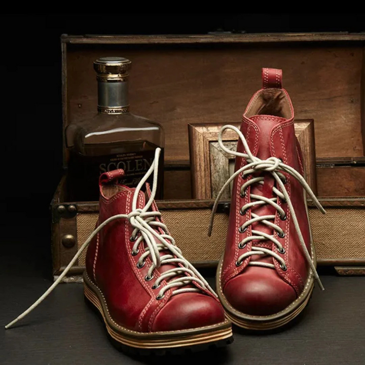 Tobias Schnürstiefel Oktoberfest | Elegante Herren Lederlookstiefel im Vintage-Style