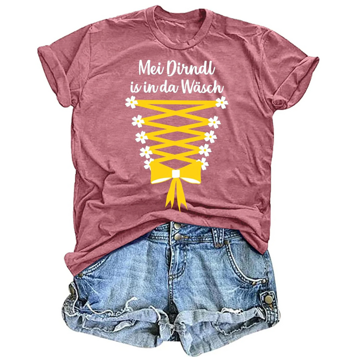 Monika Oktoberfest T-Shirt | Witziges Dirndl-Schnürung Shirt für Damen