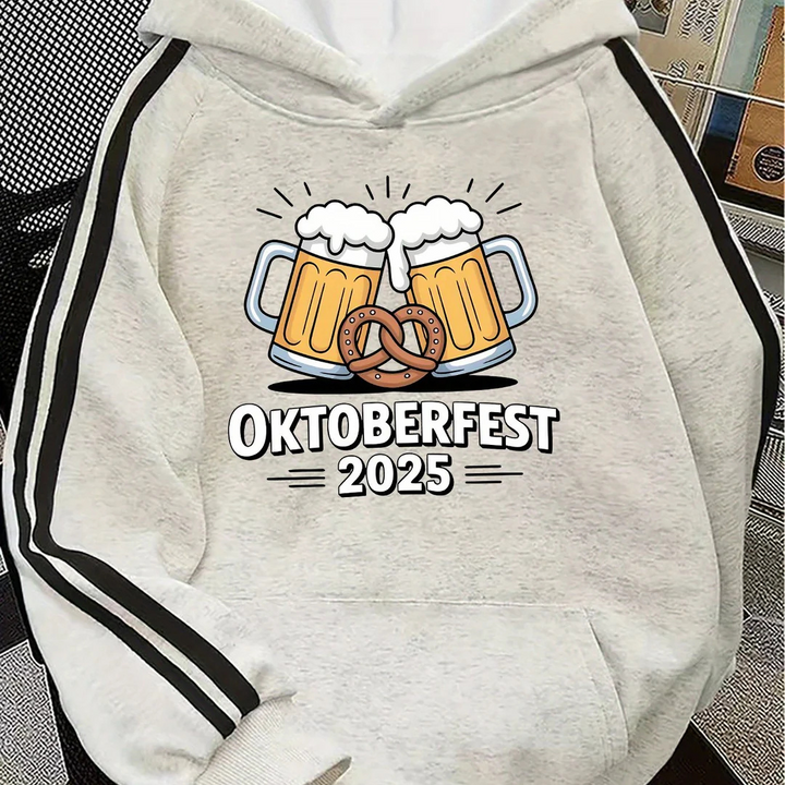 Ingrid Oktoberfest Hoodie | Sportlicher Bierfest Kapuzenpullover mit Brezel-Motiv für Damen