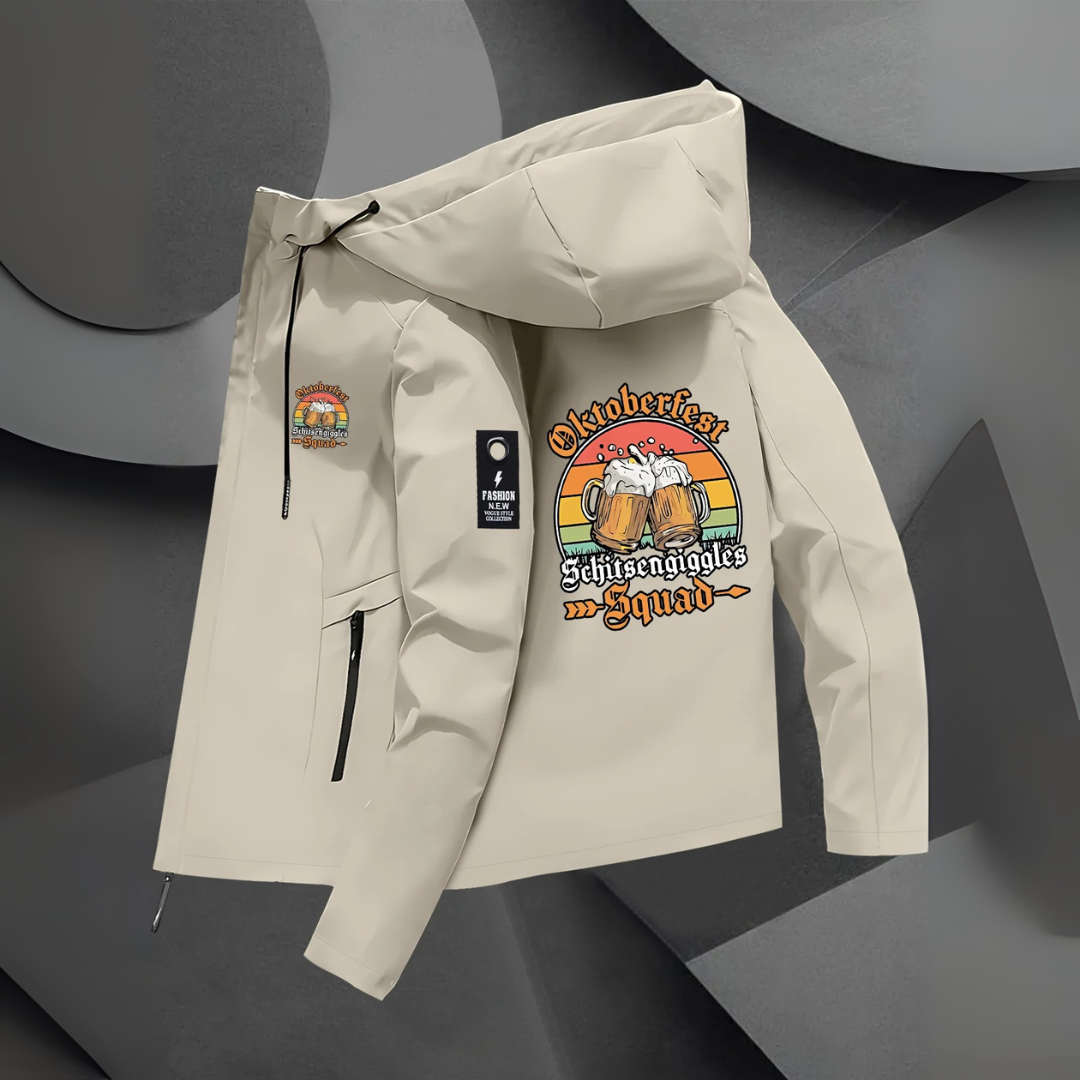 Konrad Oktoberfest Windbreaker | Funktionale Bierfest Jacke mit Reißverschluss für Herren