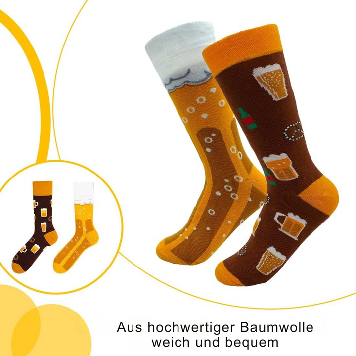 Unisex Oktoberfest Socken | Kreative Bierfest Strümpfe mit Bier-Design im Doppelpack