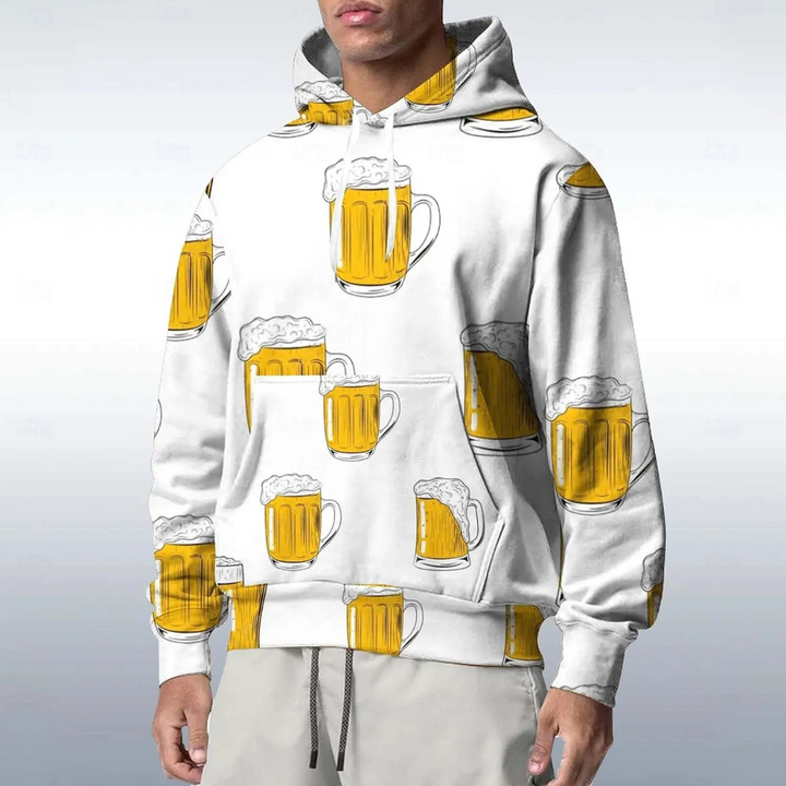 Max Bier Kapuzenpullover | Oktoberfest Kapuzenpullover mit Bierkrug-Print für Herren