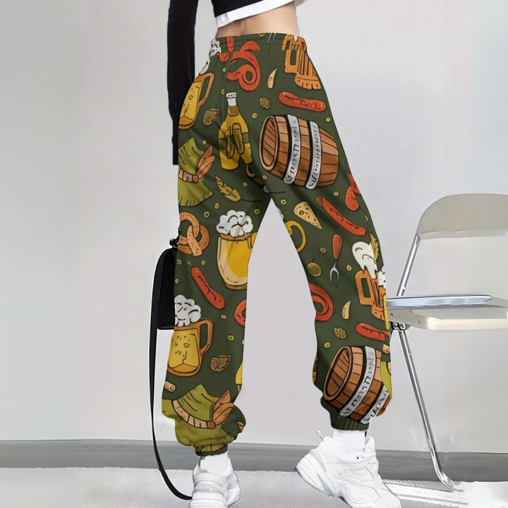 Brunhilde Oktoberfest Jogginghose | Gemütliche Bierfest Sweathose mit Allover-Print für Damen