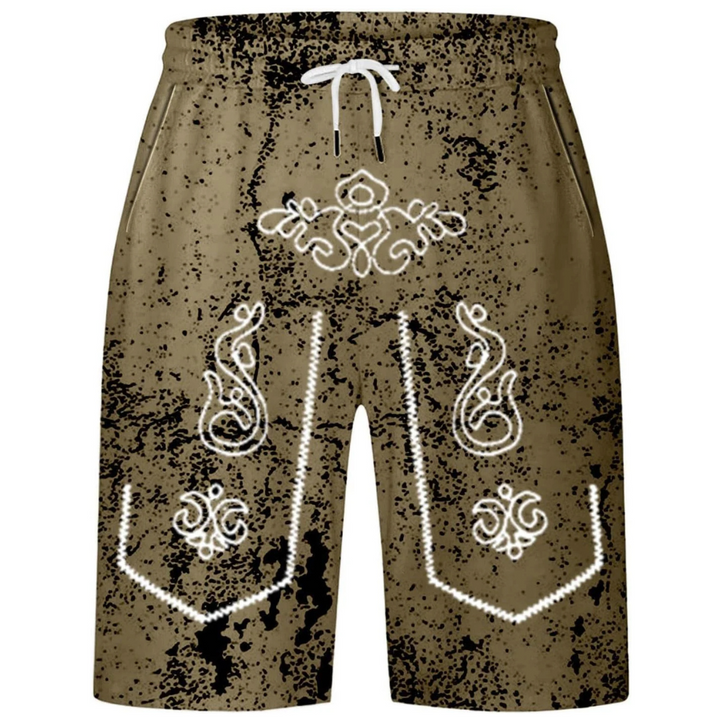 Sebastian Oktoberfest Shorts | Lässige Lederhosen-Print Badeshorts für Herren