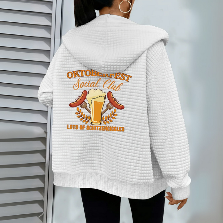 Sabine Oktoberfest Hoodie | Lässiger Bierfest Kapuzenpullover mit Wurst-Motiv für Damen