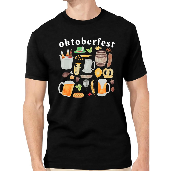 Markus Oktoberfest T-Shirt | Vielseitiges Bierfest Shirt mit Icon-Sammlung für Herren