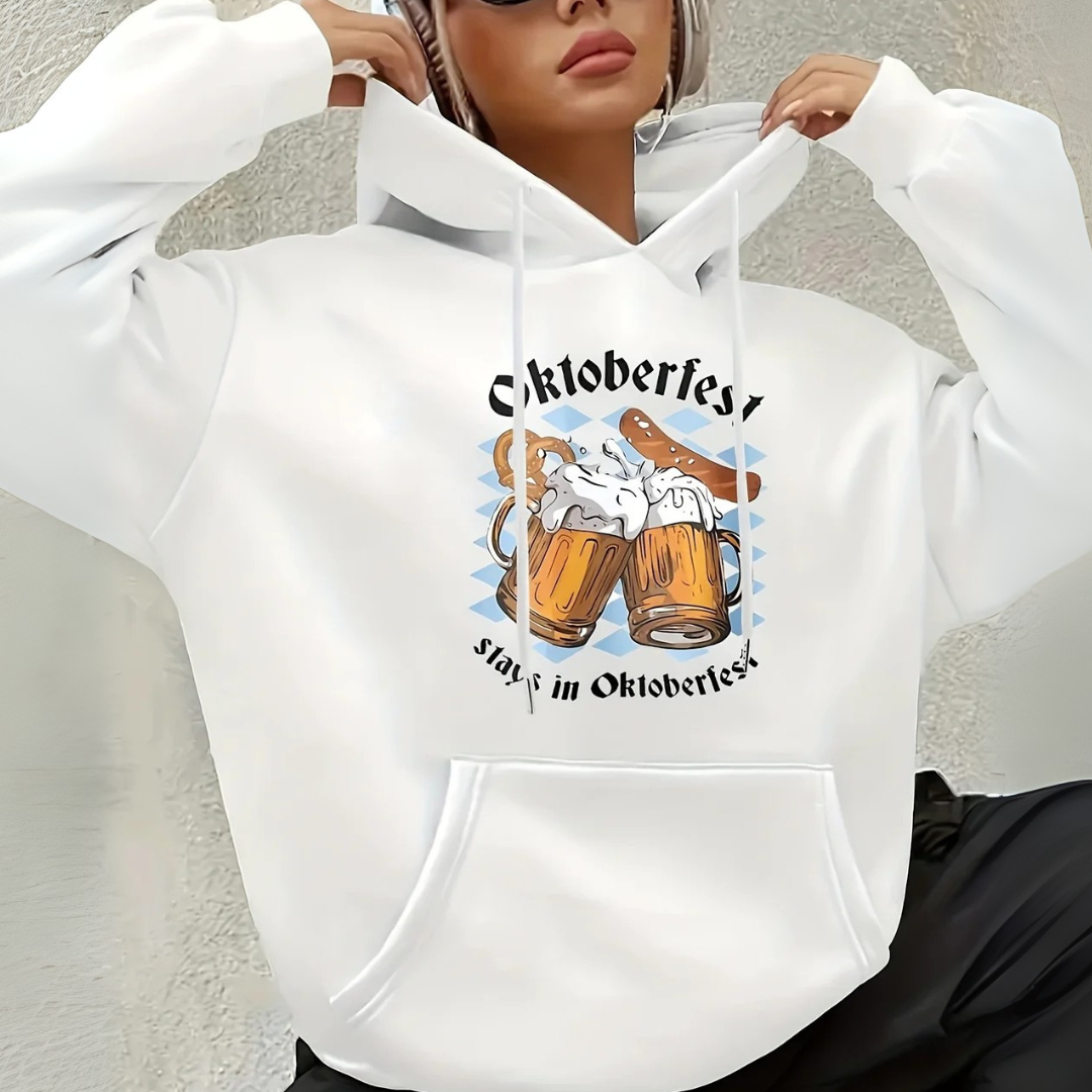 Johanna Oktoberfest Kapuzenpullover | Oversized Bierfest Pulli mit Bierkrug-Motiv für Damen