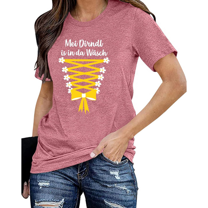 Monika Oktoberfest T-Shirt | Witziges Dirndl-Schnürung Shirt für Damen