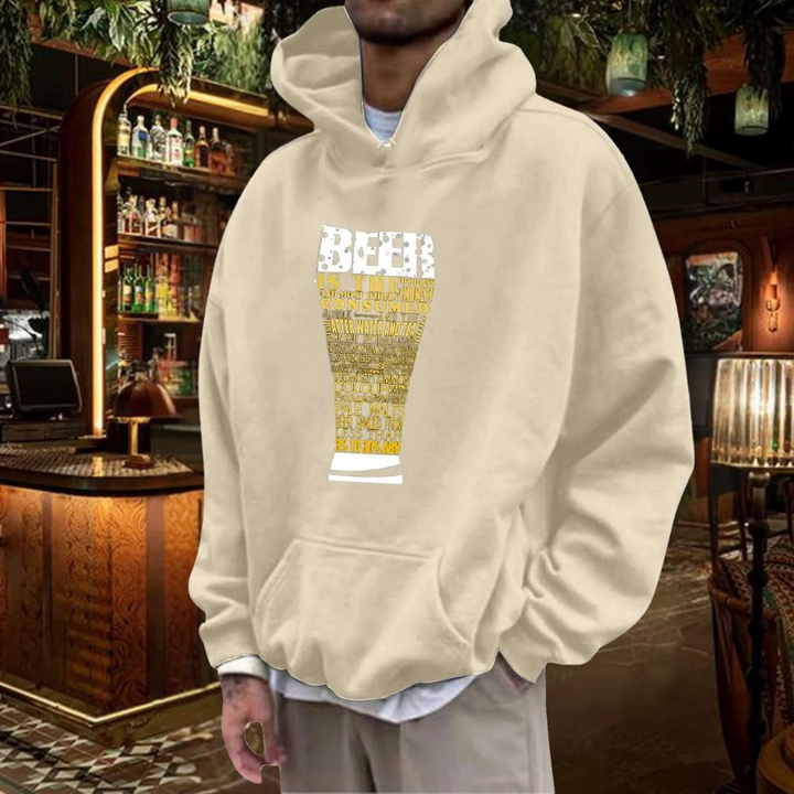 Oliver Oktoberfest Kapuzenpullover | Typographischer Bierfest Pulli mit Bierglas-Design für Herren