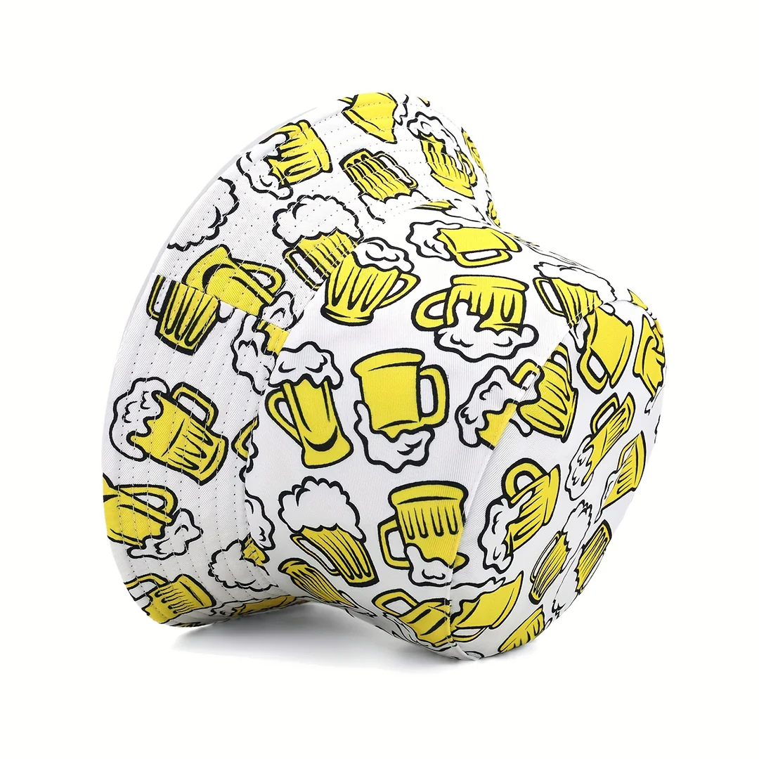 Unisex Oktoberfest Fischerhut | Lässiger Bierfest Bucket Hat mit Bierkrug-Print