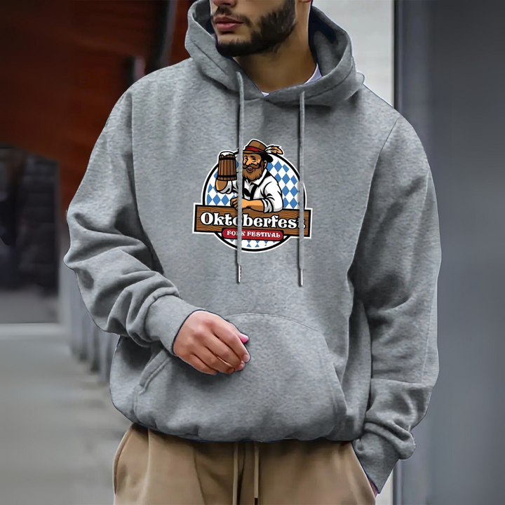 Wilhelm Oktoberfest Kapuzenpullover | Authentischer Bierfest Pulli mit Braumeister-Motiv für Herren