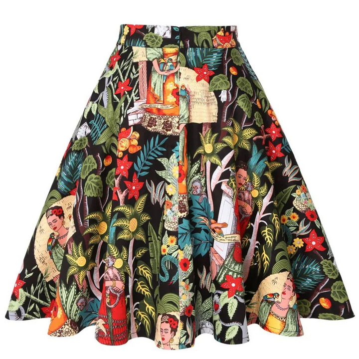 Andrea Tellerrock Oktoberfest | Bunter Damen Rock mit tropischem Print