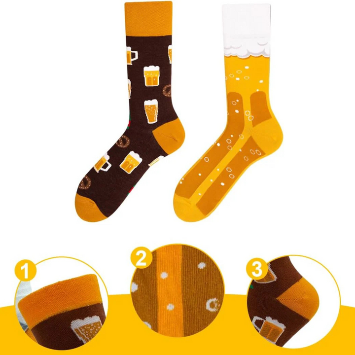 Unisex Oktoberfest Socken | Kreative Bierfest Strümpfe mit Bier-Design im Doppelpack
