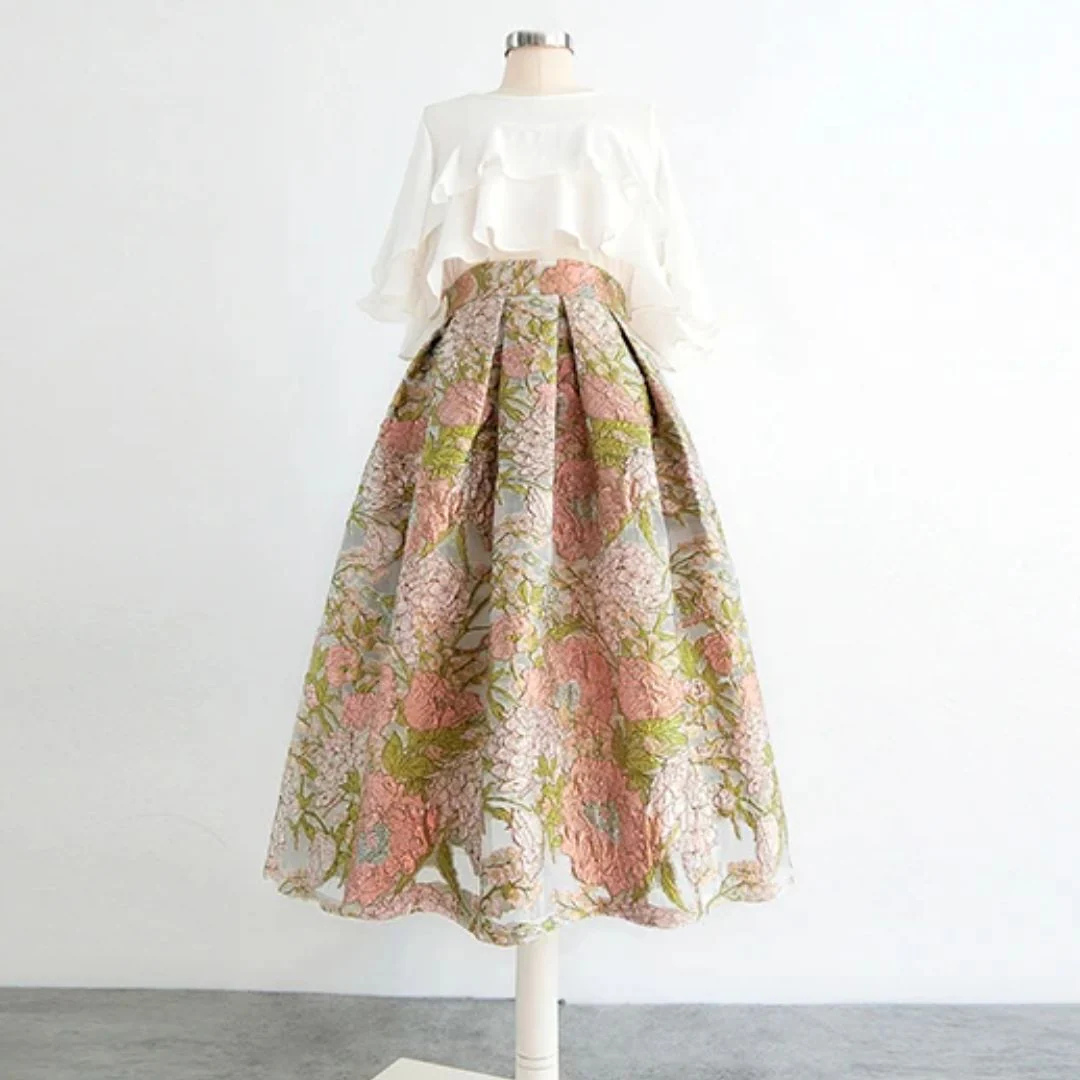 Rosalie Brockatrock Oktoberfest | Eleganter Damen Rock mit floralen Ornamenten