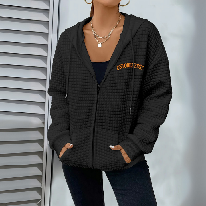 Sabine Oktoberfest Hoodie | Lässiger Bierfest Kapuzenpullover mit Wurst-Motiv für Damen