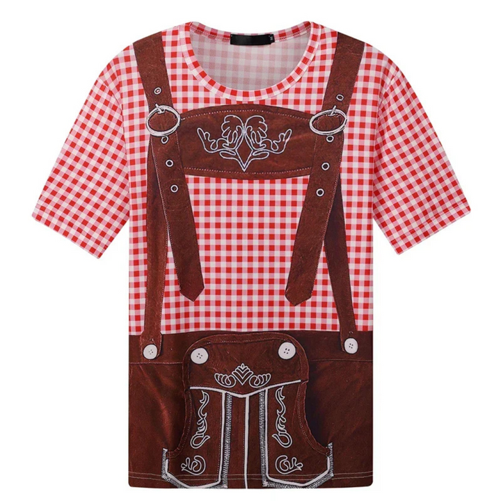 Michael Oktoberfest T-Shirt | 3D-Lederhosen-Print T-Shirt mit Hosenträger-Design für Herren