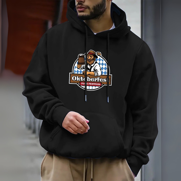 Wilhelm Oktoberfest Kapuzenpullover | Authentischer Bierfest Pulli mit Braumeister-Motiv für Herren