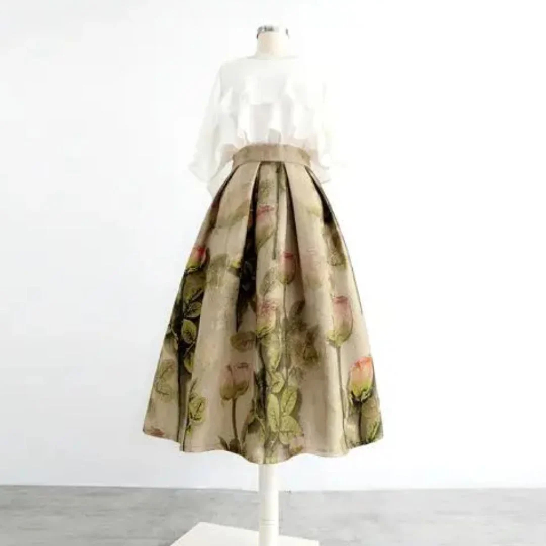 Margarete Trachtenrock Oktoberfest | Eleganter Damen Rock mit Rosenmuster