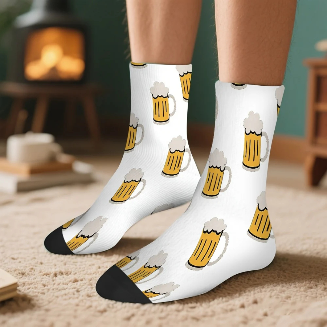 Unisex Oktoberfest Socken | Lustige Bierfest Strümpfe mit Bierkrug-Print