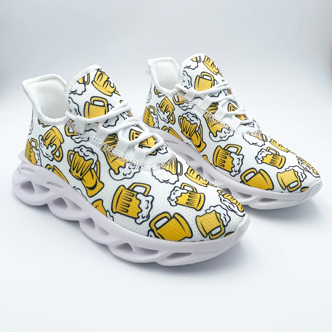 Unisex Oktoberfest Sneaker | Lässige Bierfest Sportschuhe mit Bierkrug-Print