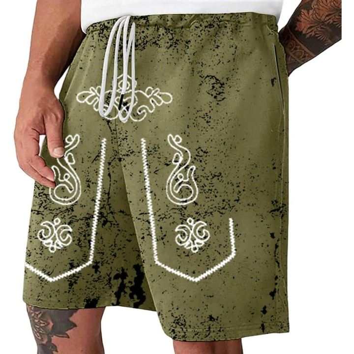 Sebastian Oktoberfest Shorts | Lässige Lederhosen-Print Badeshorts für Herren
