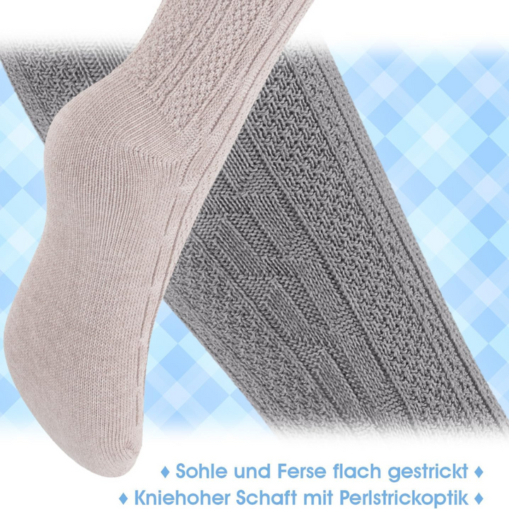 Christa Oktoberfest Kniestrümpfe | Traditionelle Trachten-Strümpfe mit Zopfmuster für Damen