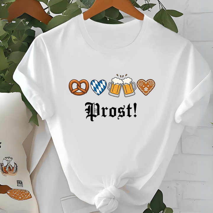 Greta Oktoberfest T-Shirt | Klassisches Bierfest Shirt mit Prost-Symbolen für Damen