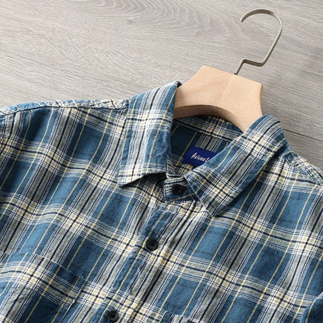 Sebastian Trachtenhemd | Rustikales Oktoberfest Flanellhemd mit Karo für Herren