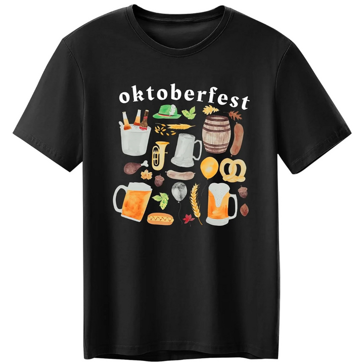 Markus Oktoberfest T-Shirt | Vielseitiges Bierfest Shirt mit Icon-Sammlung für Herren