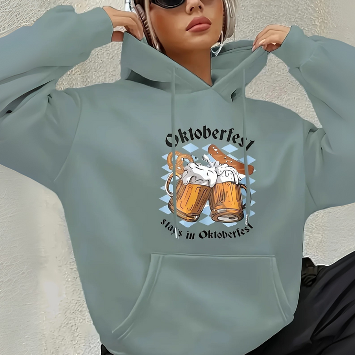Johanna Oktoberfest Kapuzenpullover | Oversized Bierfest Pulli mit Bierkrug-Motiv für Damen